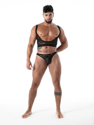 FLUID Spitzen G - Thong – Schwarz - Hinreissend