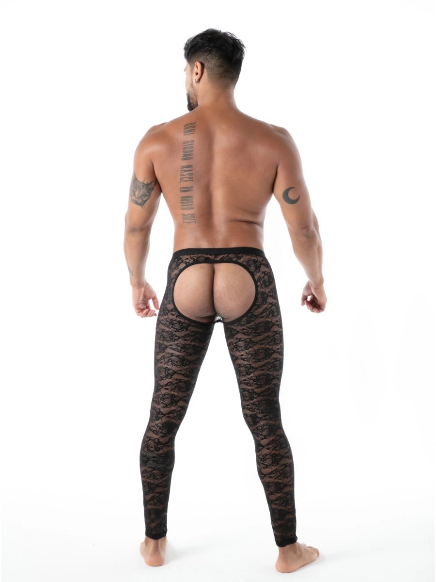 FLUID Spitzen - Leggings mit Ausschnitt schwarz – TOF Paris - Hinreissend