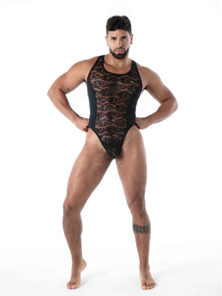 FLUID Spitzen Stringbody schwarz – TOF Paris - Hinreissend