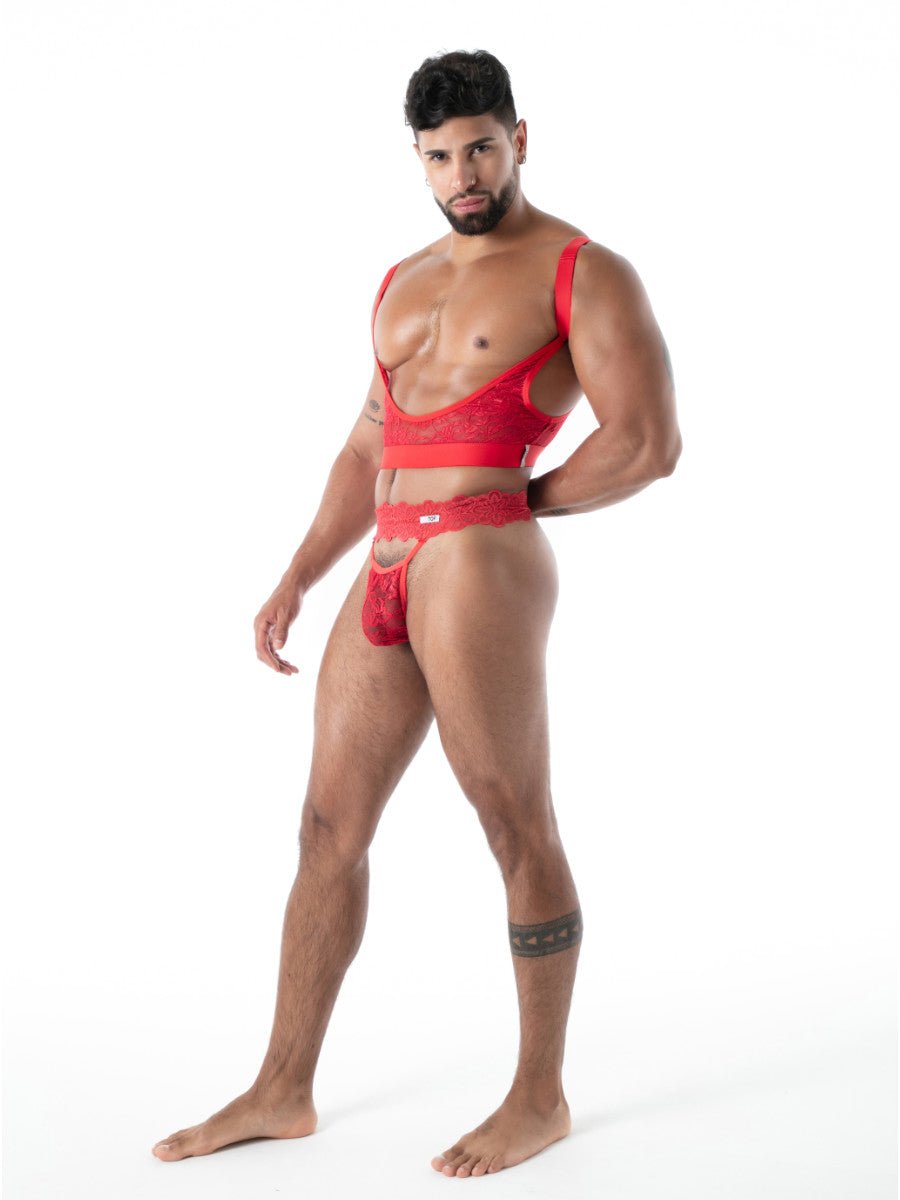 FLUID Strumpfhalter aus Spitze rot – TOF Paris - Hinreissend