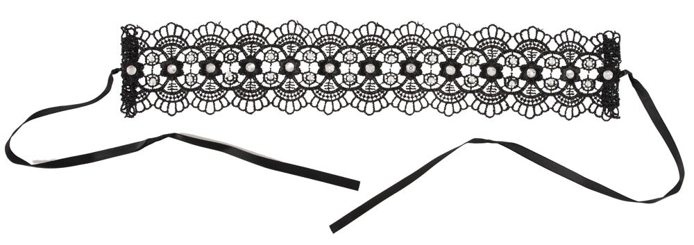 Gestricktes Halsband mit Perlen und Strasssteinen - Hinreissend