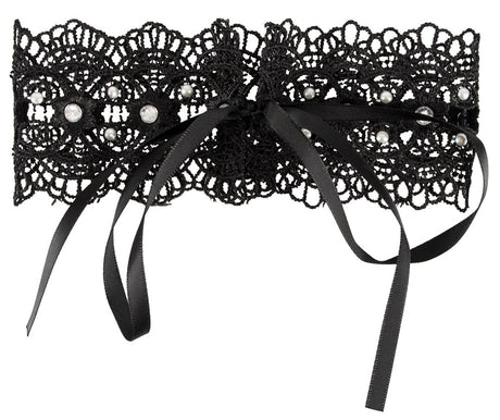 Gestricktes Halsband mit Perlen und Strasssteinen - Hinreissend