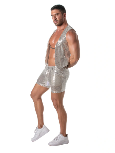 Glitter Chain Weste Silber – TOF Paris