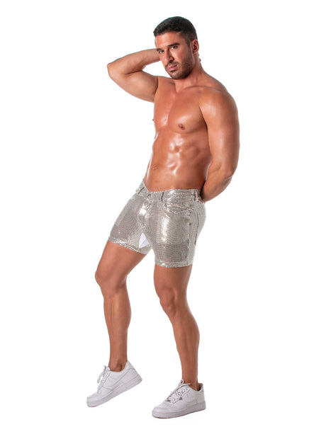 Glitzer-Shorts Silber – TOF Paris