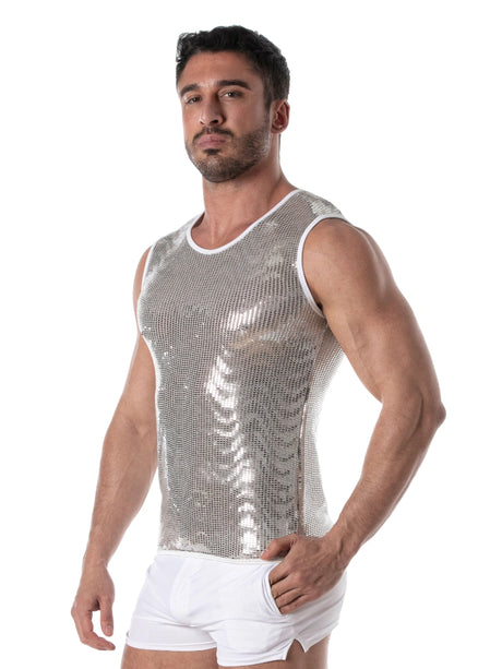 Glitter Tank Top Silber – TOF Paris