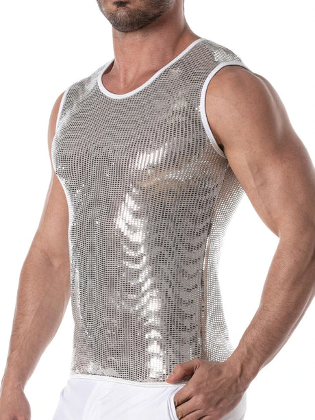 Glitter Tank Top Silber – TOF Paris