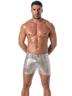 Glitzer-Shorts Silber – TOF Paris vorne