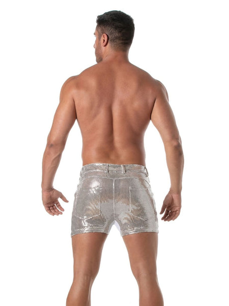 Glitzer-Shorts Silber – TOF Paris hinten