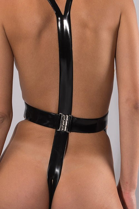 GP Latex Crotchless Harness Body Schwarz - Hinreissend
