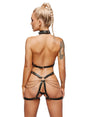 Leder Harness Set Damen mit Goldketten Schwarz – ZADO