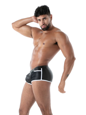 Kinky Full Zip Trunk schwarz-weiss von TOF Paris – Seitenansicht figurbetont

