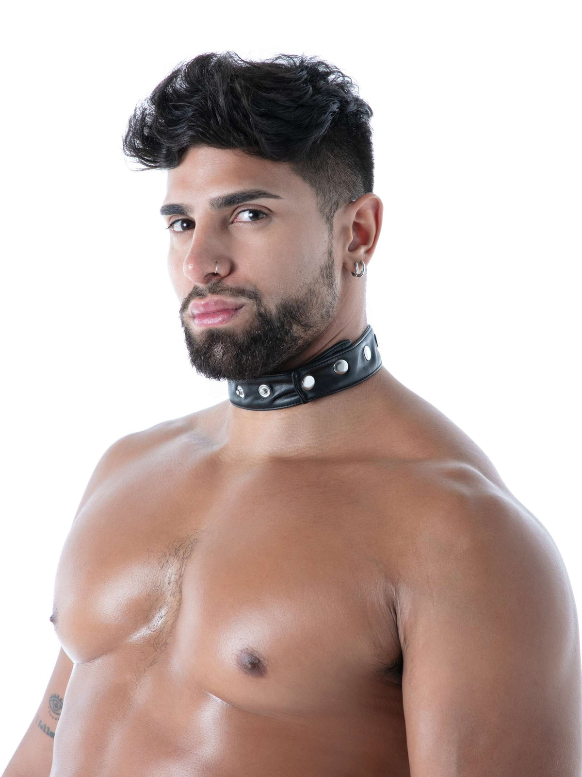 Kunstleder Herren Halsband mit Geheimfach – TOF Paris seitlich