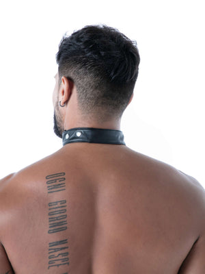 Kunstleder Herren Halsband mit Geheimfach – TOF Paris von hinten