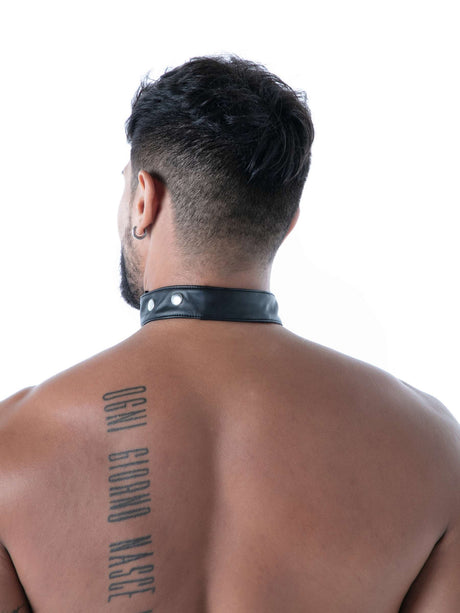 Kunstleder Herren Halsband mit Geheimfach – TOF Paris von hinten