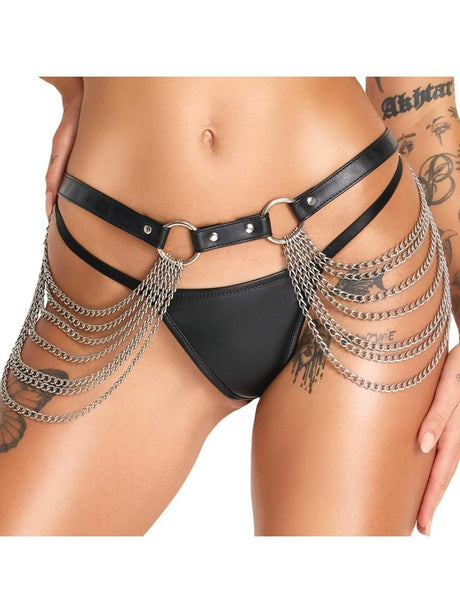 Harness-Set Kunstleder Schwarz Damen – Bad Kitty (Detail Schnallenverschluss)