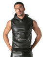 Kunstleder Hoodie Ärmellos mit Zip-Tasche – TOF Paris