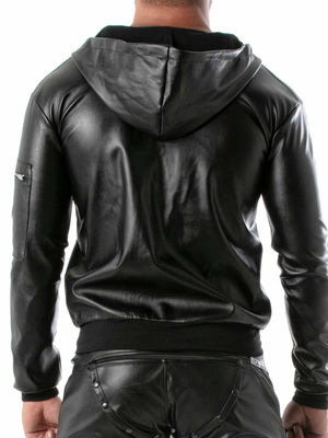 Leather Hoodie Vest – Kapuzenjacke in Kunstleder Zoom hinten