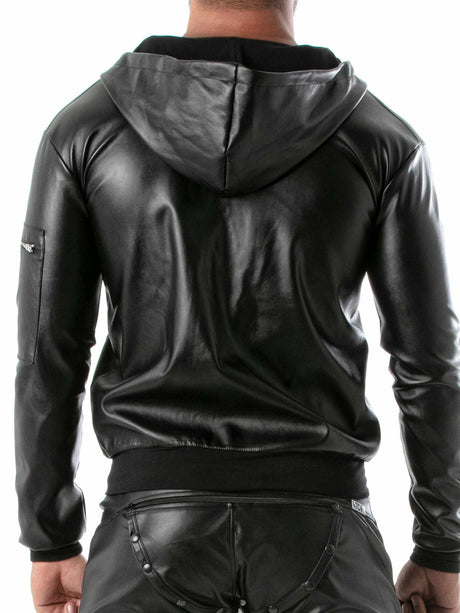 Leather Hoodie Vest – Kapuzenjacke in Kunstleder Zoom hinten