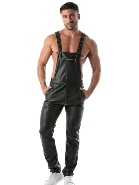 Kunstleder Herren Latzhose Schwarz – TOF Paris
