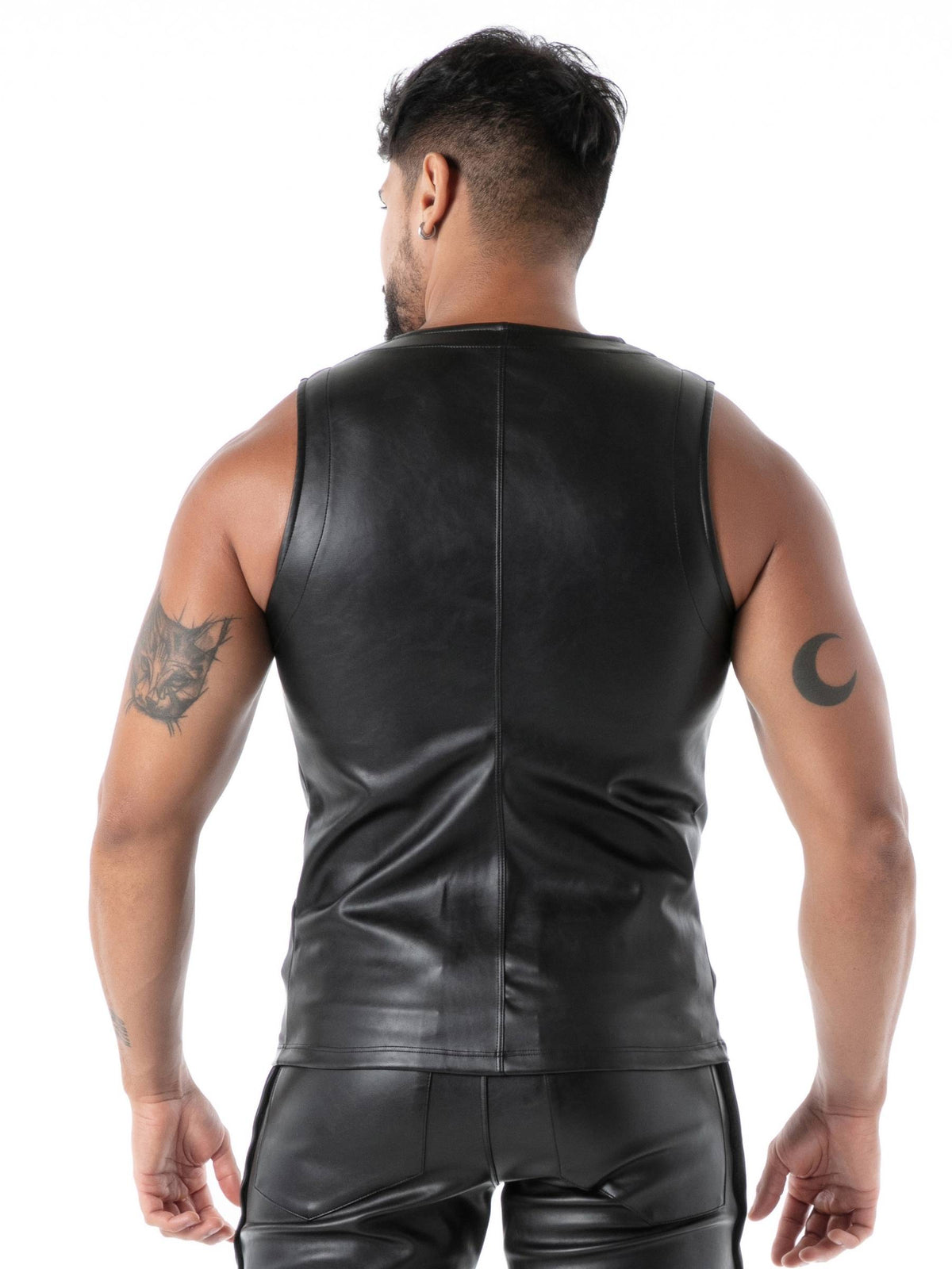 Kunstleder Herren Tanktop mit Reissverschluss – TOF Paris hinten