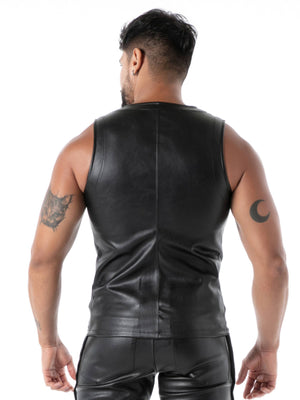 Kunstleder Herren Tanktop mit Reissverschluss – TOF Paris hinten