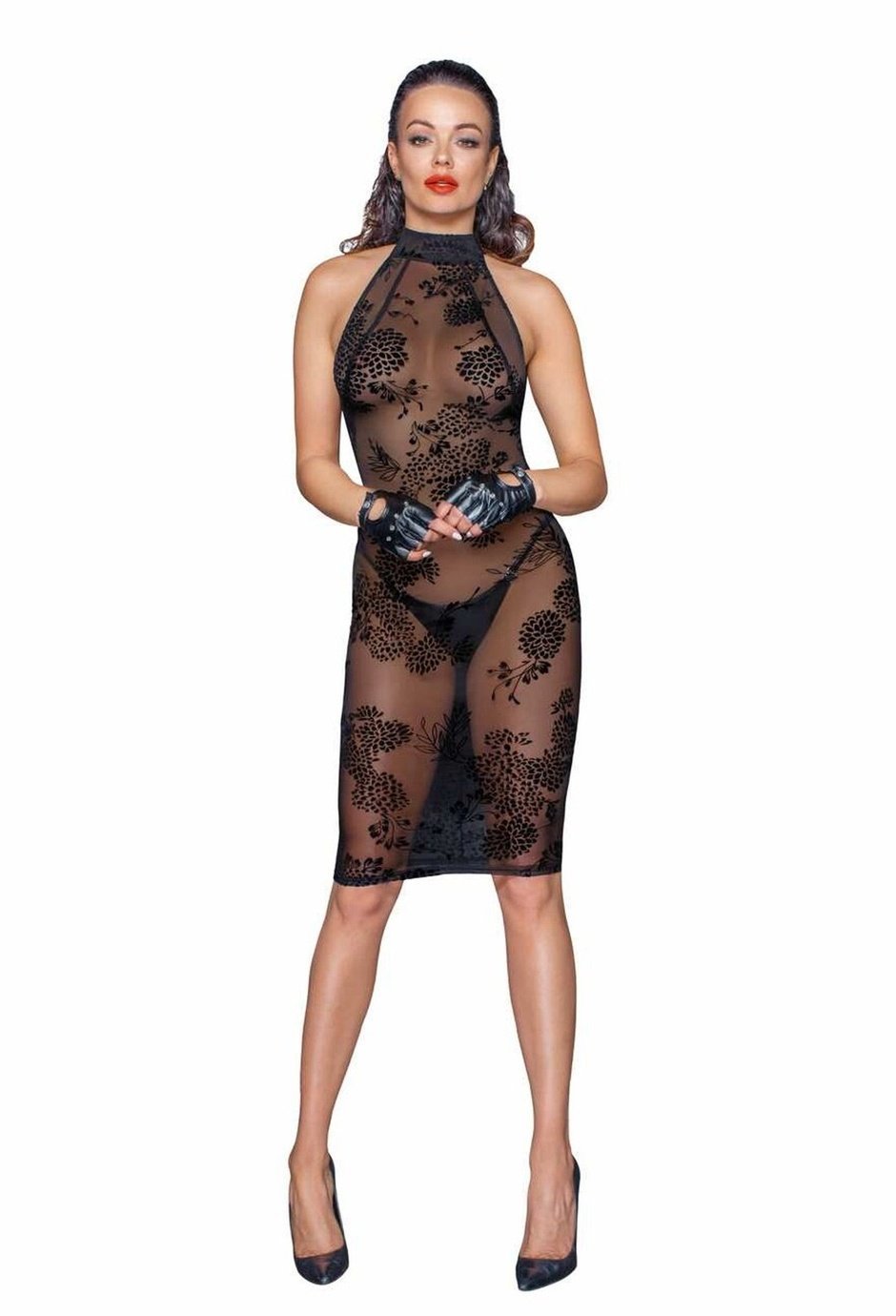 Kurzes Mesh Kleid F240 | Noir Handmade - Hinreissend