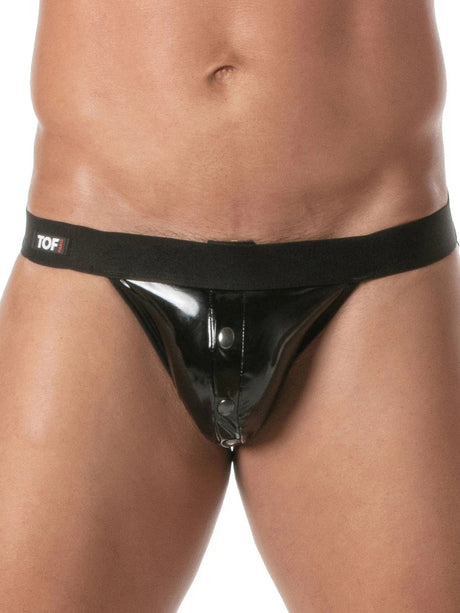 Lack Jockstrap Schwarz mit Druckknopf – TOF Paris - Hinreissend