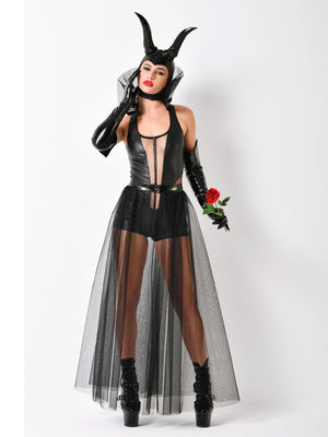 Kunstleder Kopfmaske Maléfique Schwarz Damen – Patrice Catanzaro