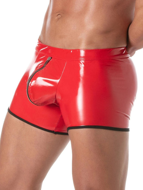 Lack Push - Up Boxer Rot mit Reissverschluss – TOF Paris - Hinreissend