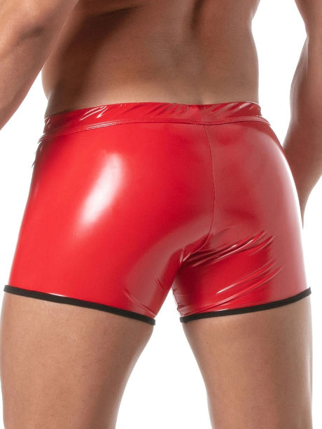 Lack Push - Up Boxer Rot mit Reissverschluss – TOF Paris - Hinreissend