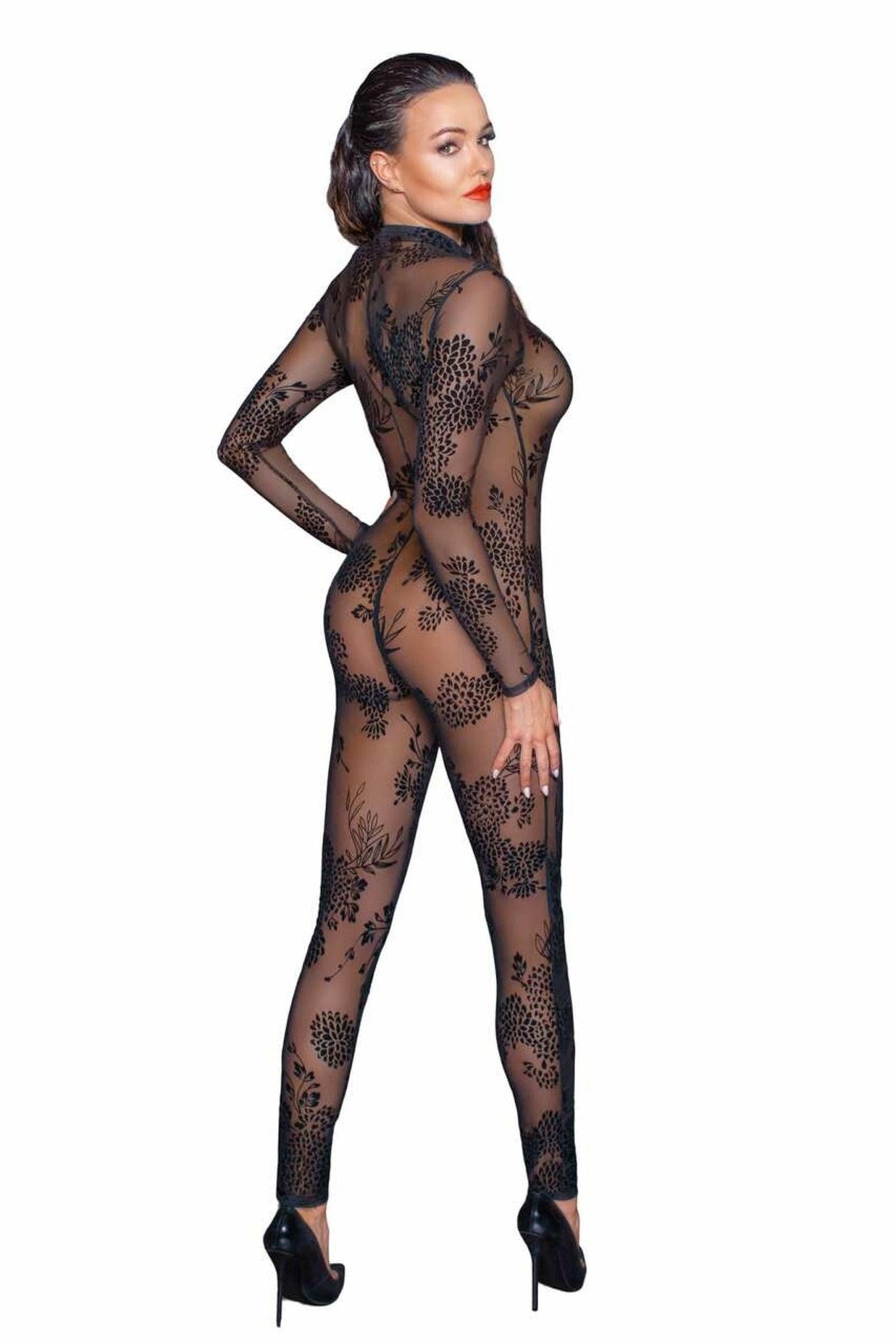 Langarm Tüll Catsuit F237 | Noir Handmade - Hinreissend