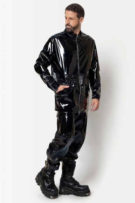 Lange schwarze Herren Lackjacke "Holger" von Patrice Catanzaro - Hinreissend