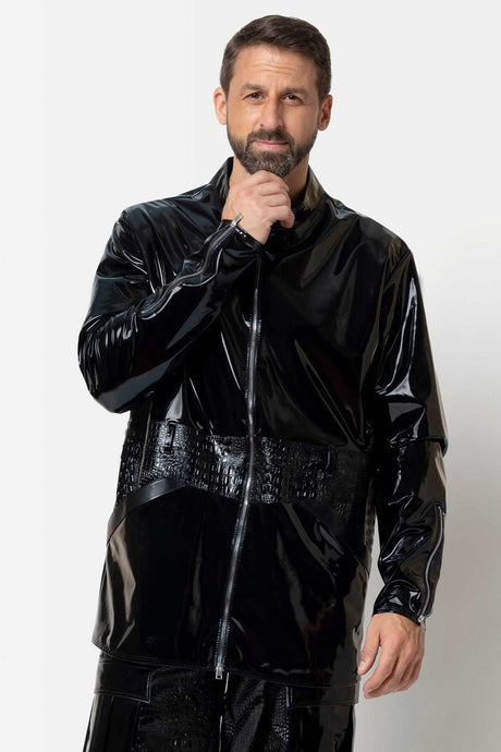 Lange schwarze Herren Lackjacke "Holger" von Patrice Catanzaro - Hinreissend