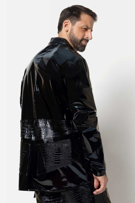 Lange schwarze Herren Lackjacke "Holger" von Patrice Catanzaro - Hinreissend