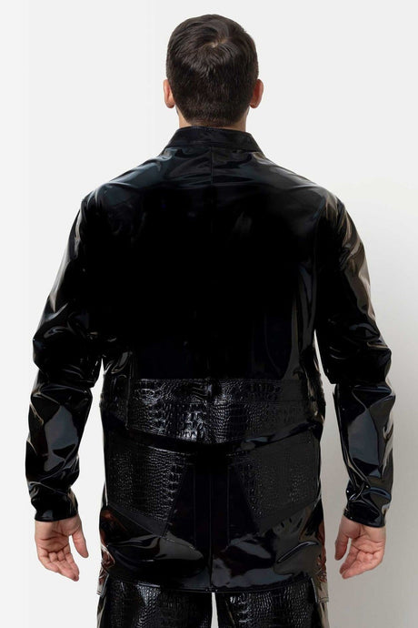 Lange schwarze Herren Lackjacke "Holger" von Patrice Catanzaro - Hinreissend