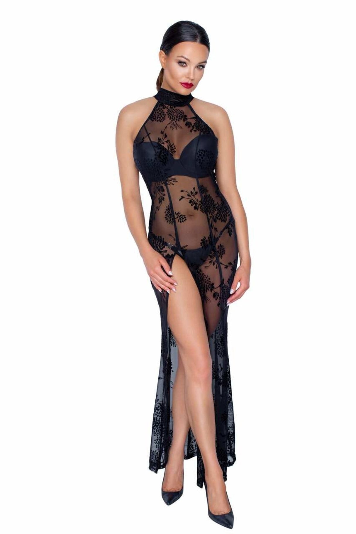 Langes Tüll Kleid F239 | Noir Handmade - Hinreissend