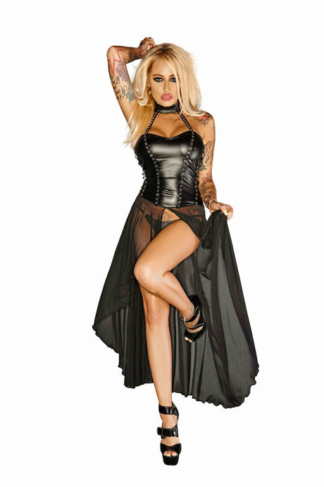langes Wetlook Kleid F139 - Noir Handmade - Hinreissend