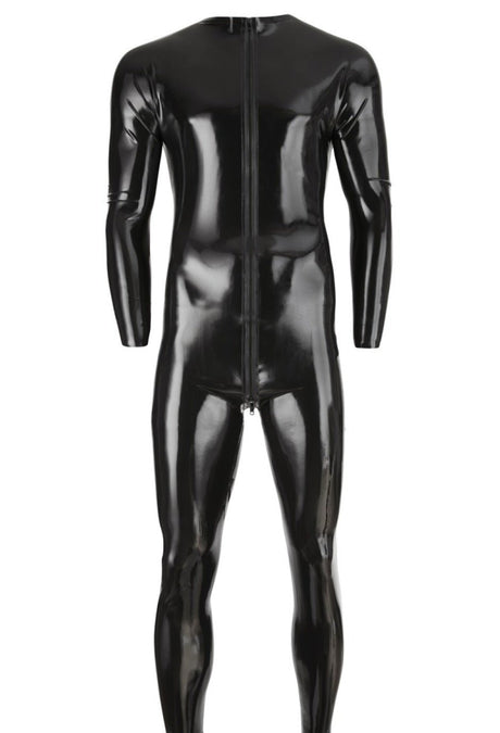 Late X Latex-Overall Schwarz Detail glänzende Oberfläche