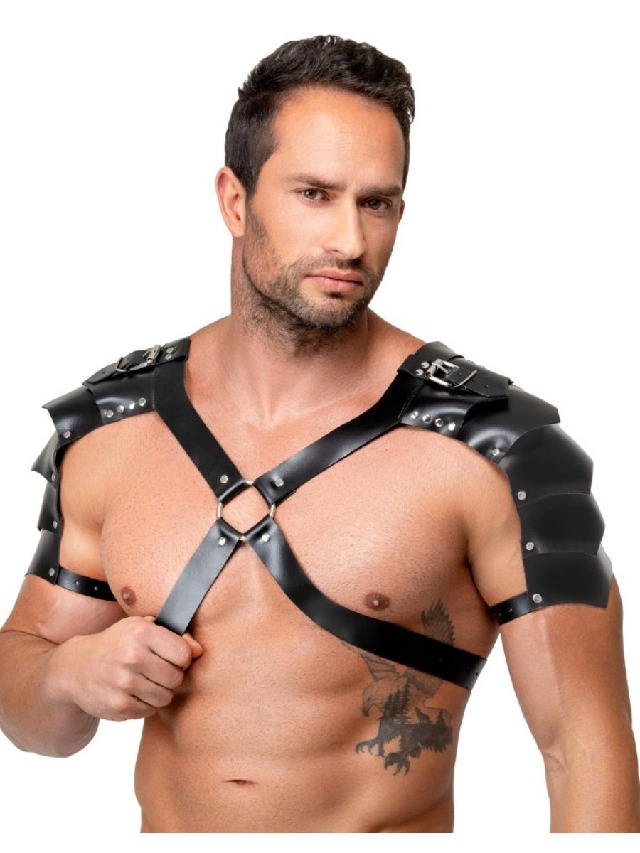 Leder Harness mit Schulterpanzern Schwarz Herren – ZADO