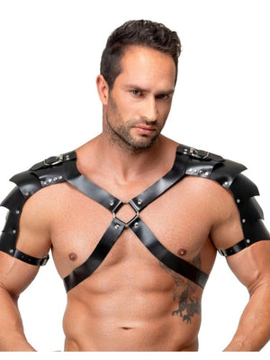 Leder Harness mit Schulterpanzern Schwarz Herren – ZADO