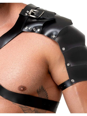 Leder Harness Schwarz Herren Schulterpanzer Detail – ZADO