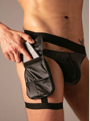 Master Flex Thigh Pocket Harness Wetlook Noir – Absolu Male