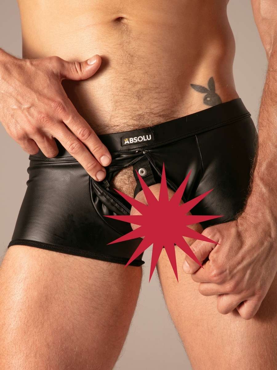 Master Ring Zip Trunk Wetlook Noir – Absolu Male