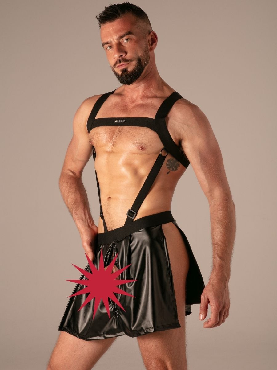 Master Zip Schürze Wetlook Schwarz – Absolu Male