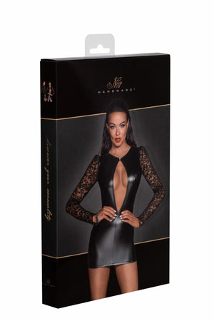 Minikleid aus Powerwetlook und weicher Spitze - Hinreissend