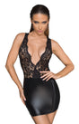 Minikleid Wetlook mit Spitze – Noir Handmade F214 - Hinreissend
