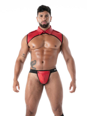 Neopren Herren Harness mit Kragen – TOF Paris rot vorne