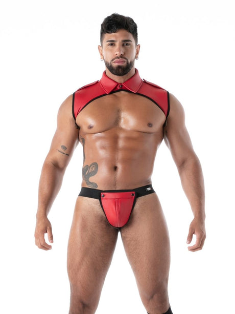 Neopren Herren Harness mit Kragen – TOF Paris rot vorne