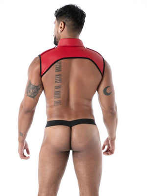 Neopren Herren Harness mit Kragen – TOF Paris rot hinten