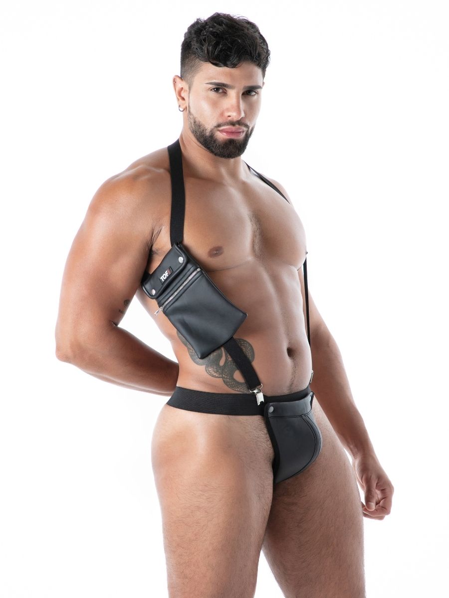 Neopren Herren Harness mit Tasche Schwarz – TOF Paris schwarz
